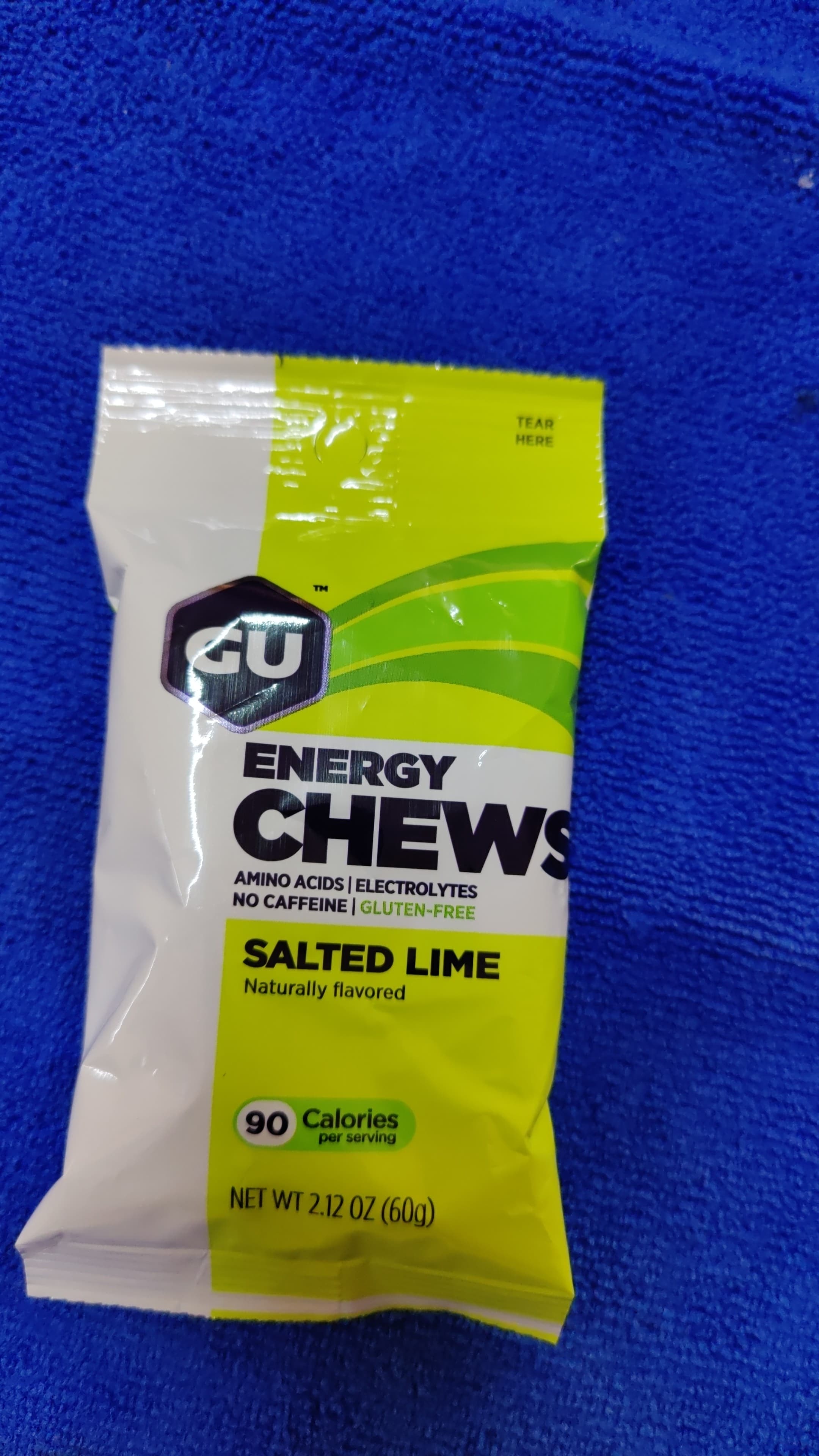GU ENERGY CHEWS SALTED LEMON NO CAFFEINE 2 SERV GOMITAS
