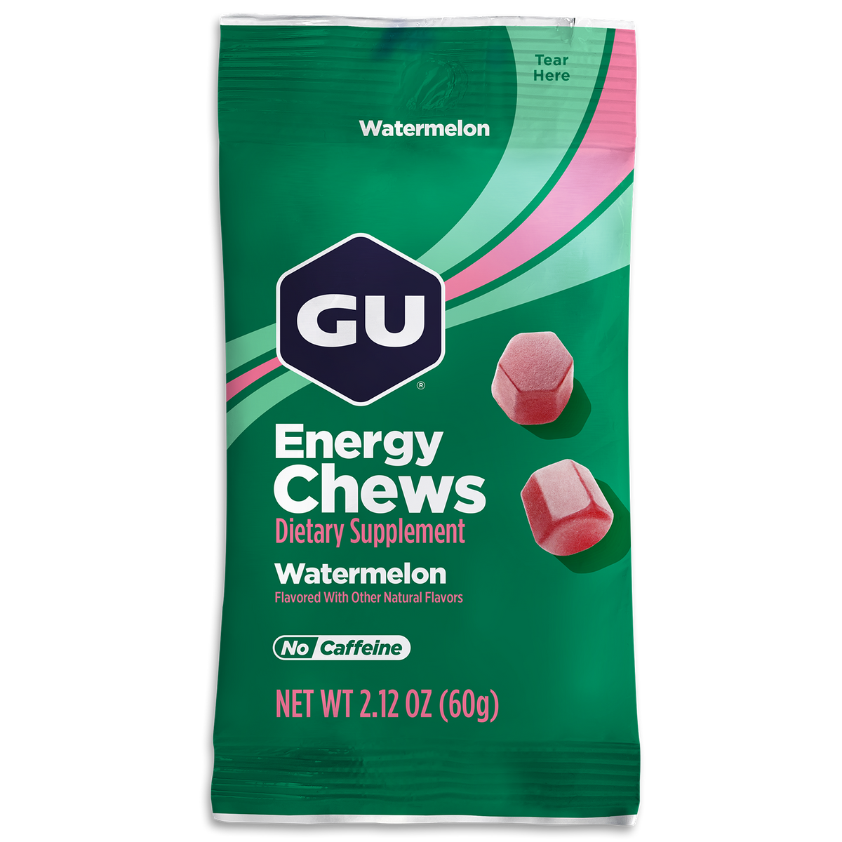 GU ENERGY CHEWS  WATERMELON  NO CAFFEINE 2 SERV  GOMITAS
