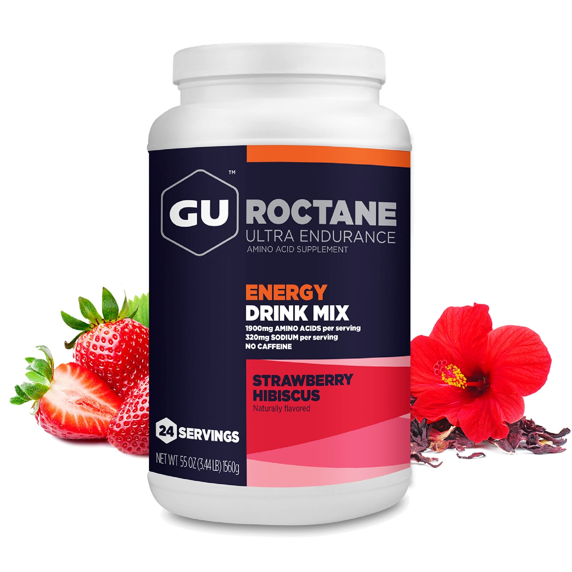 GU ENERGY ROCTANE DRINK MIX STRAWBERRY HIBISCUS NO CF.   AMINOACIDO 24 SERV. -